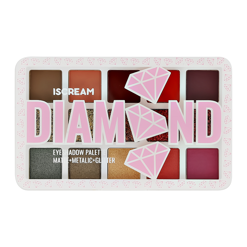 Палетка теней для век ISCREAM Diamond date тон 01-15 тени для век с базой iscream choice 2 в 1 тон 01 02 glamor