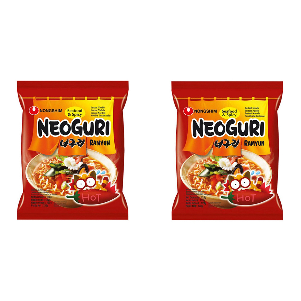 

Лапша Nongshim Neoguri Ramyun острая, со вкусом морепродуктов, 2 шт по 120 г