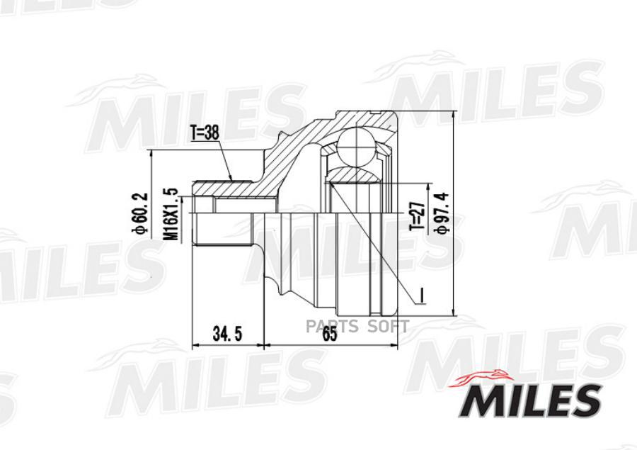 

Шрус Наружный Vw T4 1.9d-2.8 90-03 (Gkn 302446) Ga20528 Miles арт. GA20528
