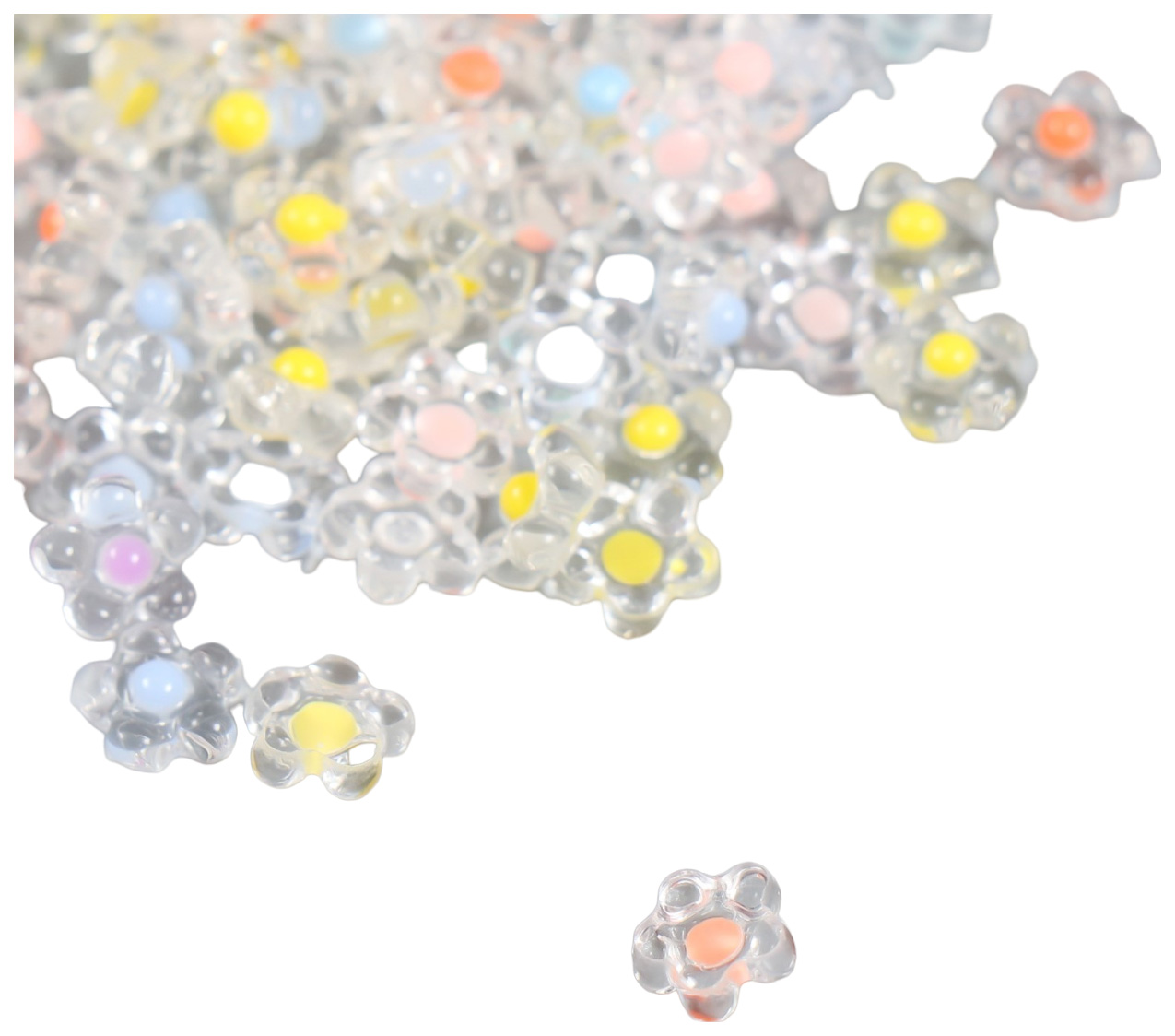 

Декор для творчества пластик Цветок с цветной серединкой глянец набор 80 шт 0,7х0,7 см, Разноцветный