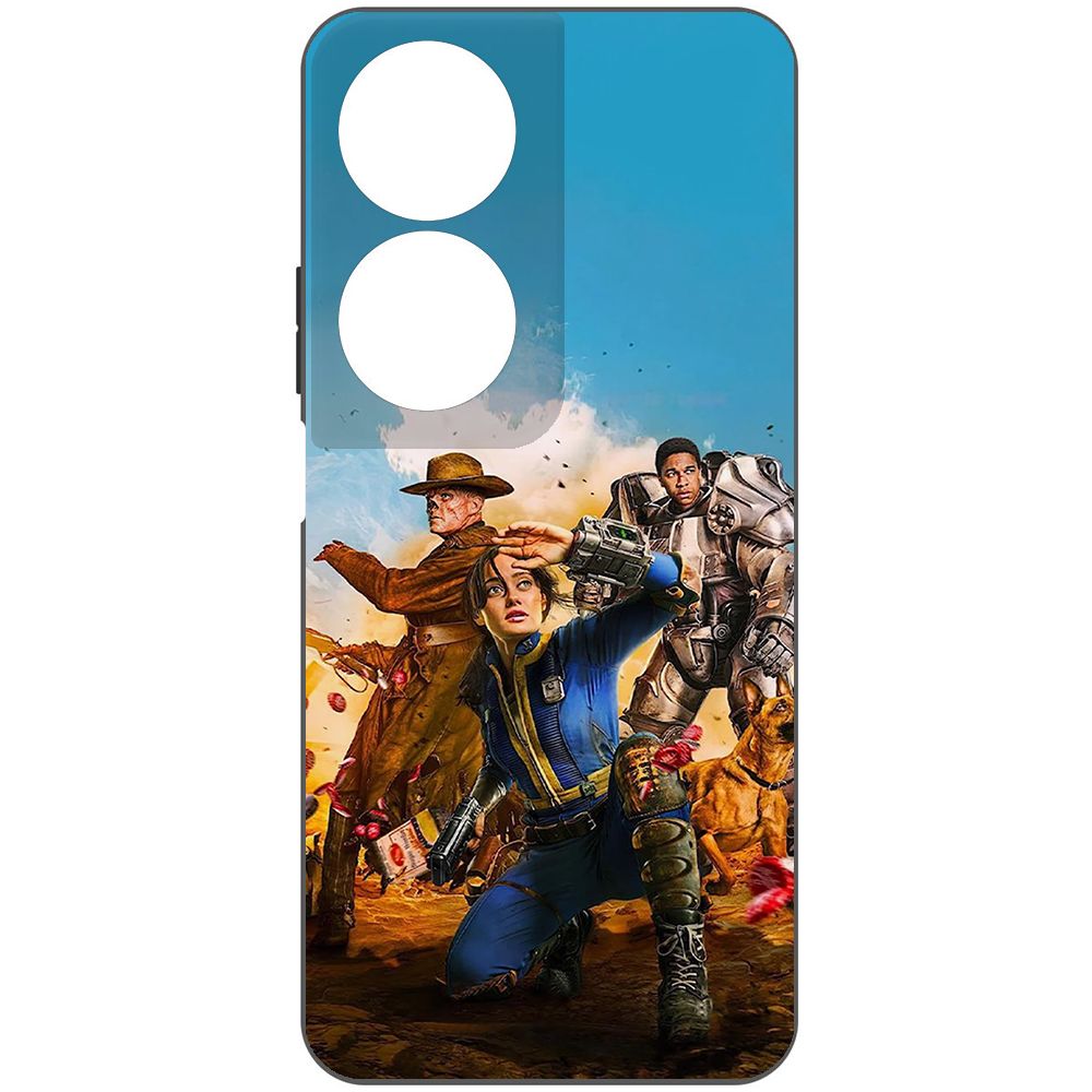 

Чехол-накладка Krutoff Soft Case Фоллаут (Fallout) - Люси, Гуль и Аарон для Honor X7b, Черный