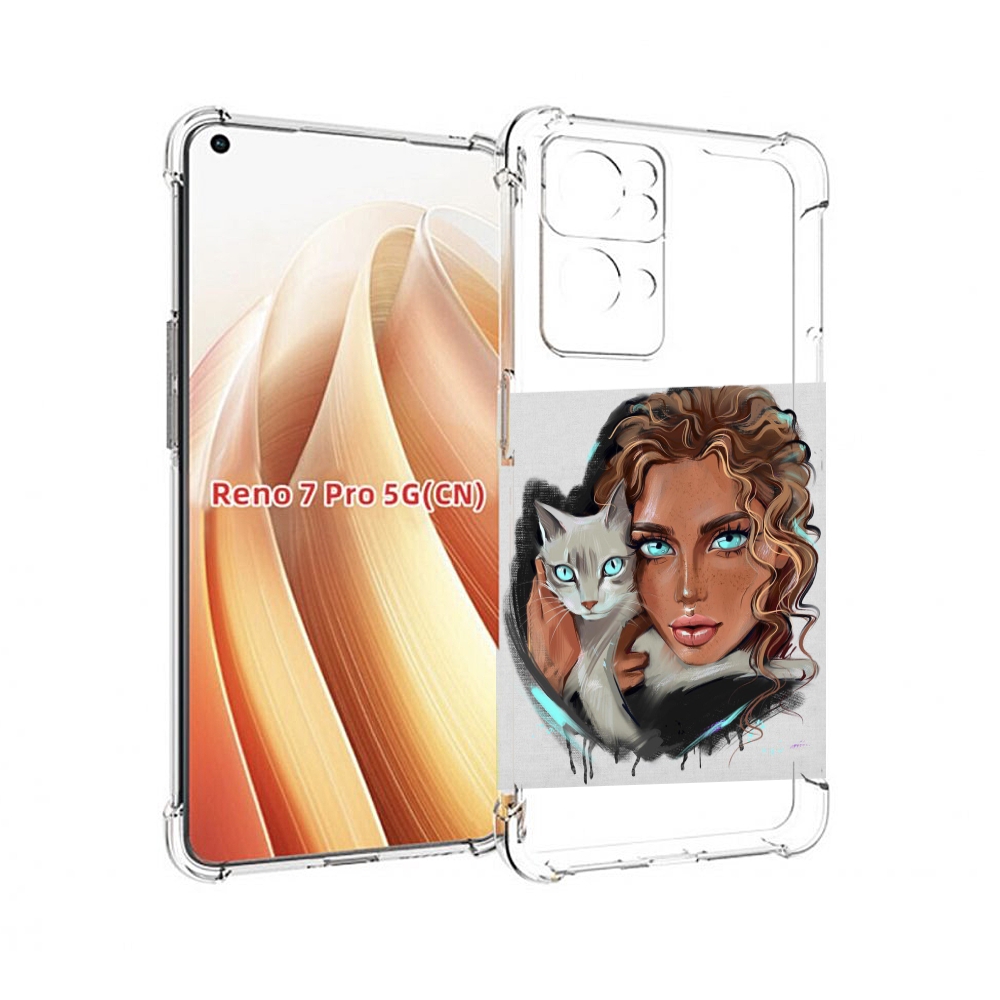 

Чехол MyPads девушка-с-котом-голубые-глаза женский для OPPO Reno7 Pro 5G, Прозрачный, Tocco
