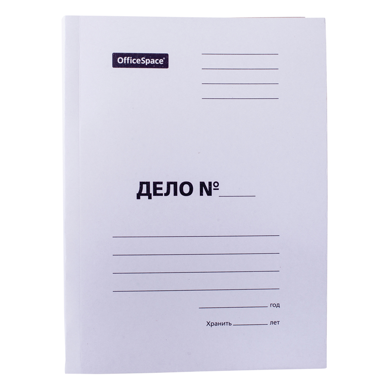 

Скоросшиватель OfficeSpace Дело, картон немелованный, 280г/м2, белый, пробитый, до 200л.