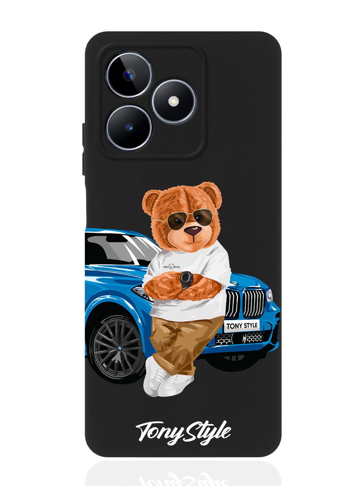 

Чехол для смартфона Realme C53/ Narzo N53 черный силиконовый Tony Style с машиной, Серый;черный