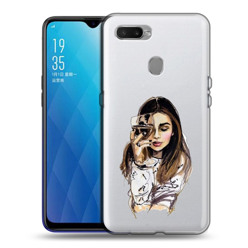 

Полупрозрачный дизайнерский силиконовый чехол для OPPO AX7 / OPPO A5s / OPPO A12 Девушка и