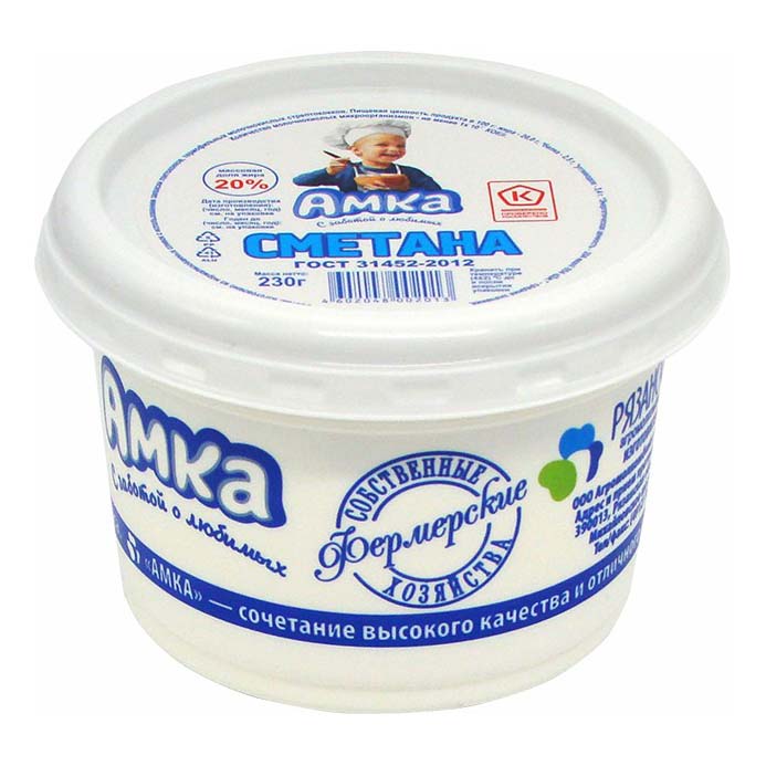

Сметана Амка 20% БЗМЖ 230 г