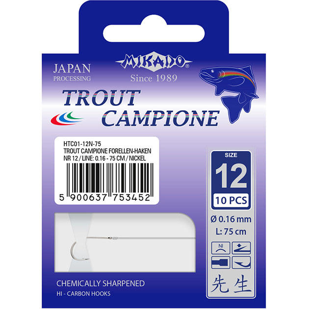 

Рыболовные крючки Mikado Trout Campione №8 NI 10 шт, Trout Campione