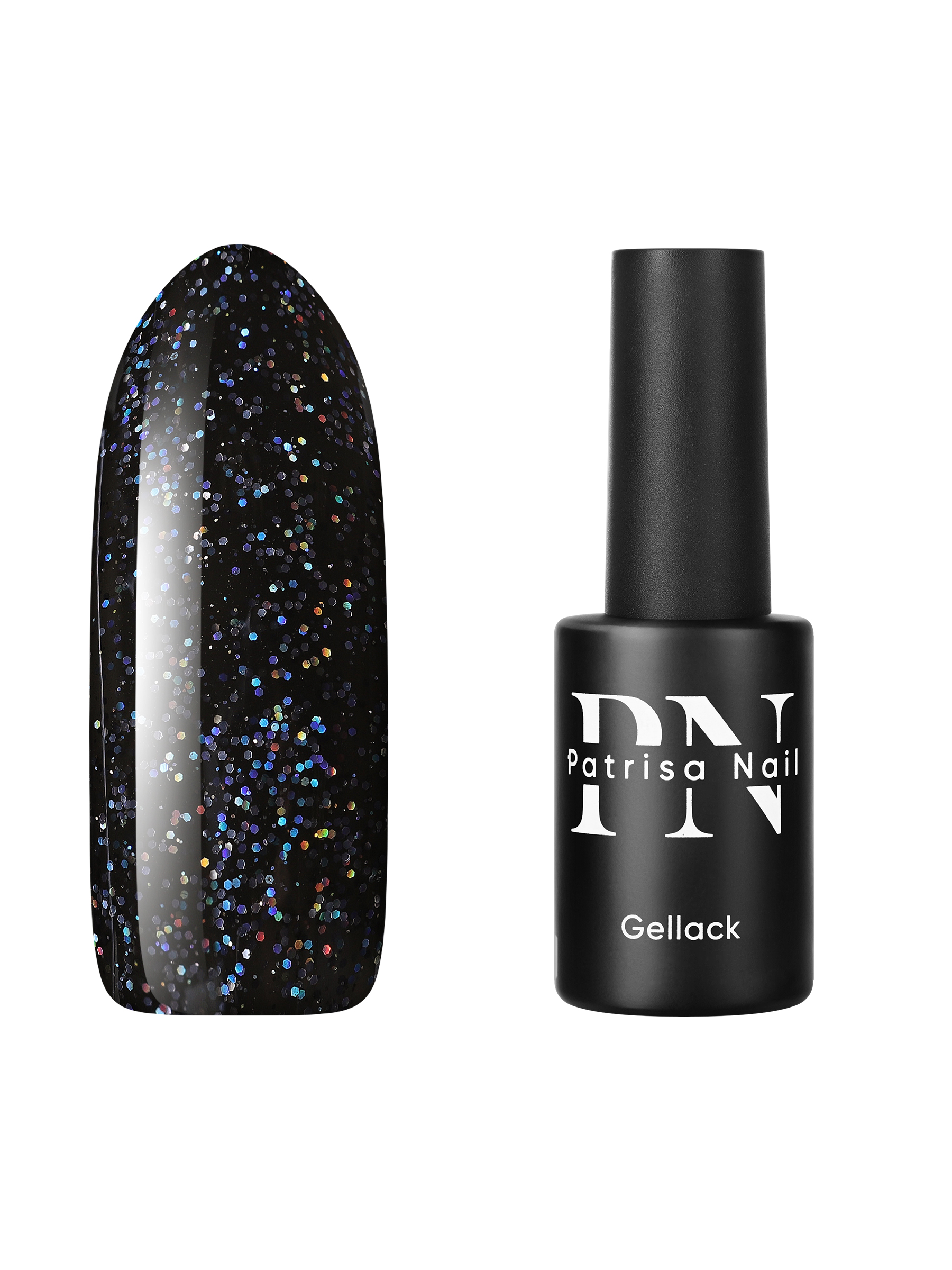 

Гель-лак для ногтей Patrisa Nail Black&White №222 с глиттером 8 мл