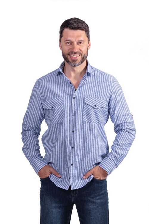 

Рубашка мужская Montana 11061Wh/Navy синяя XL, 11061Wh/Navy