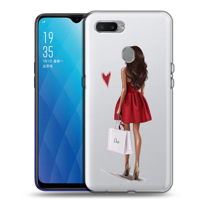 

Полупрозрачный дизайнерский силиконовый чехол для OPPO AX7 / OPPO A5s / OPPO A12 Девушка в