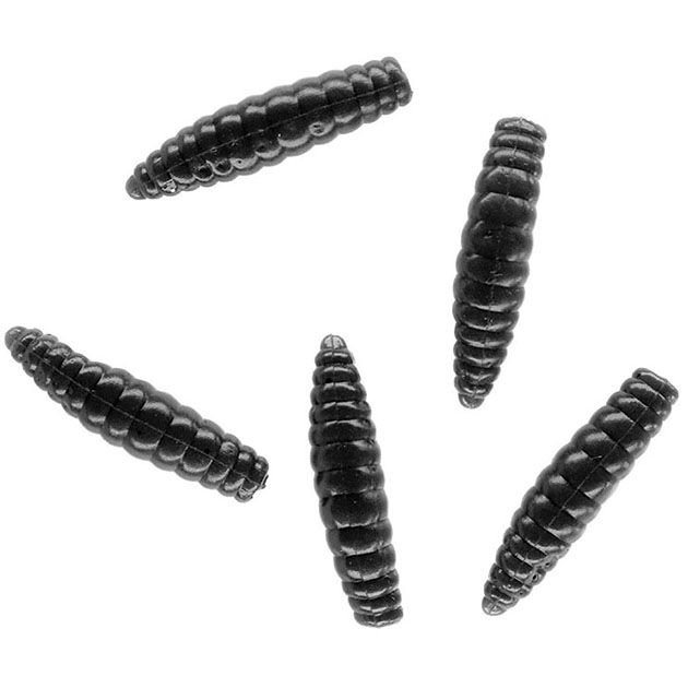 Личинка крупная силиконовая Mikado Trout campione fat grub 34 мм, black, 6 шт