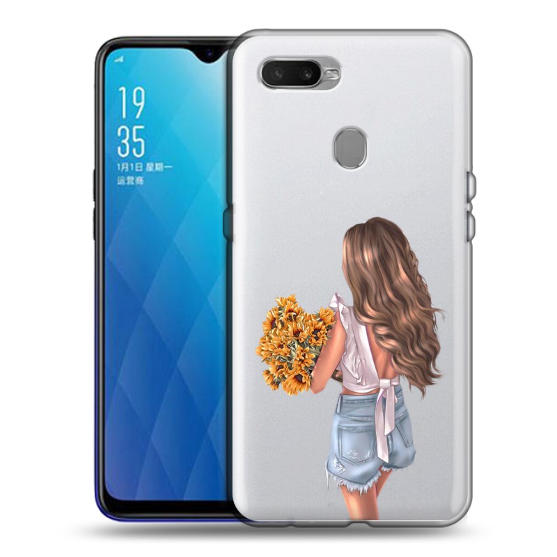 фото Полупрозрачный дизайнерский силиконовый чехол для oppo ax7 / oppo a5s / oppo a12 девушка с 100gadgets