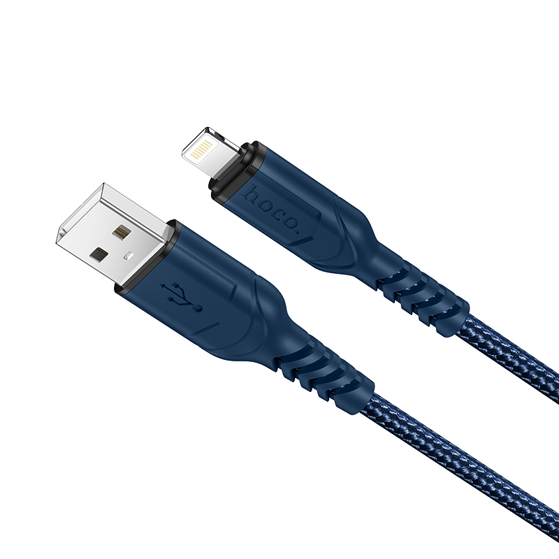 

Дата-кабель USB 2.4A PD 20W для Lightning 8-pin Hoco X59 нейлон 1м Blue, X59i PD