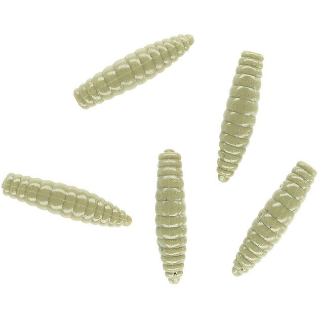 Личинка крупная силиконовая Mikado Trout campione fat grub 34 мм, olive green, 6 шт