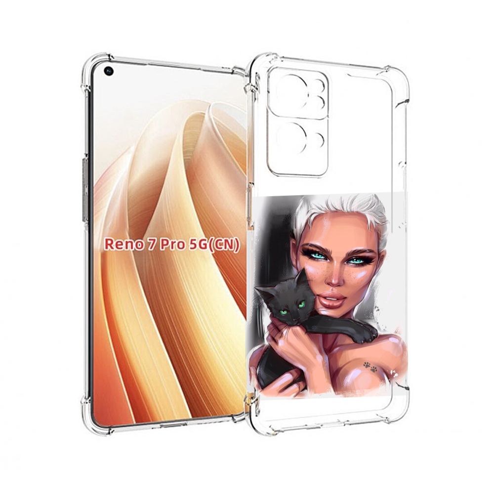 

Чехол MyPads девушка-с-черным-котиком женский для OPPO Reno7 Pro 5G, Прозрачный, Tocco