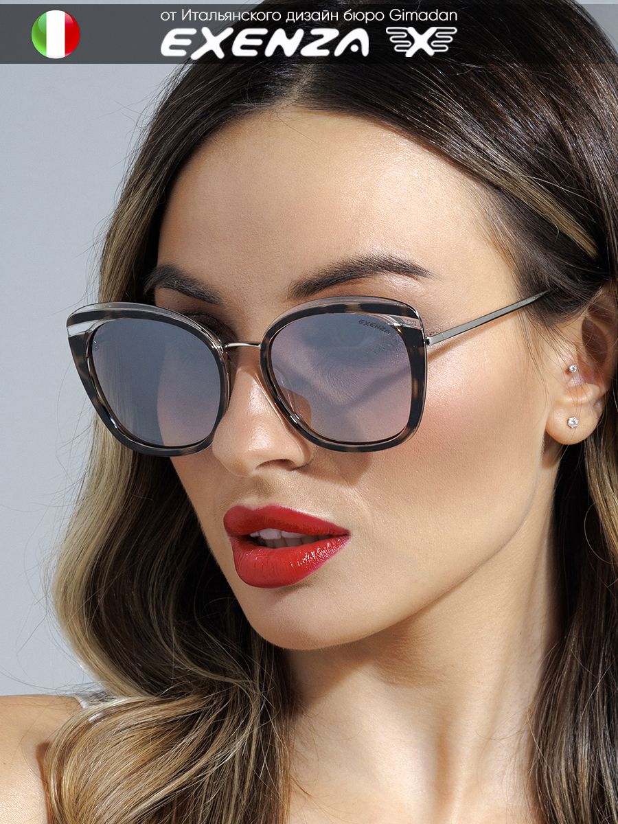 Солнцезащитные очки женские Exenza Avanti P01 коричневые/прозрачные/белое золото