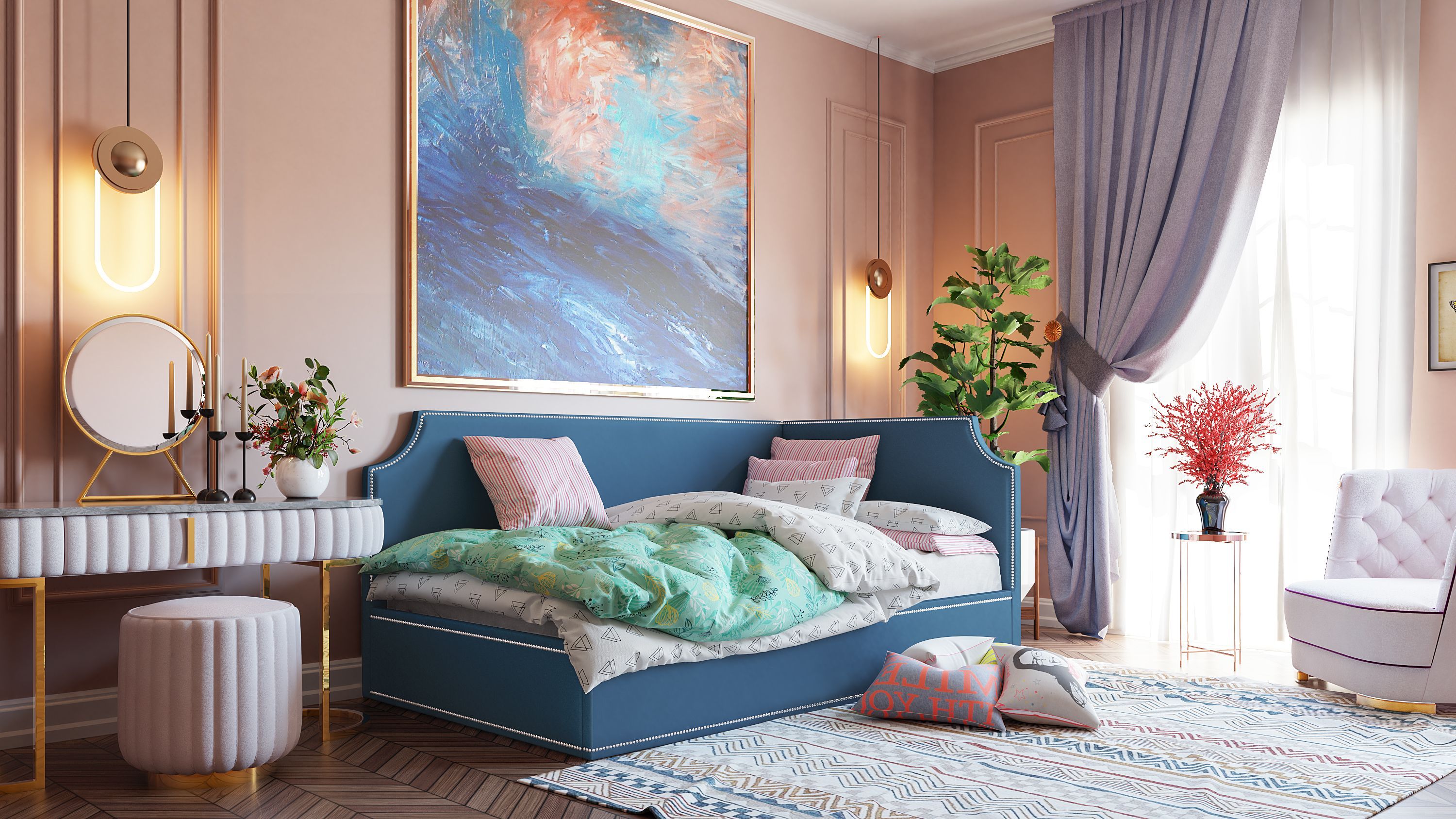

Кровать COSTA CST_Брайтон_Справа CST_Брайтон_YP_5_80*200, Синий, CST_Брайтон_Справа