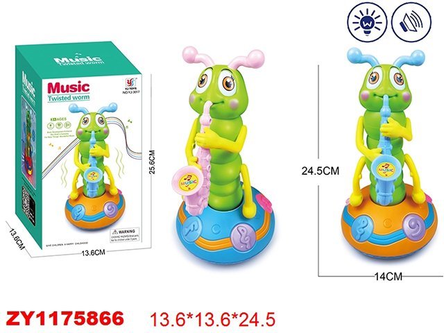 

Игрушка на батарейках 3017-YJ Гусеница с саксофоном в коробке