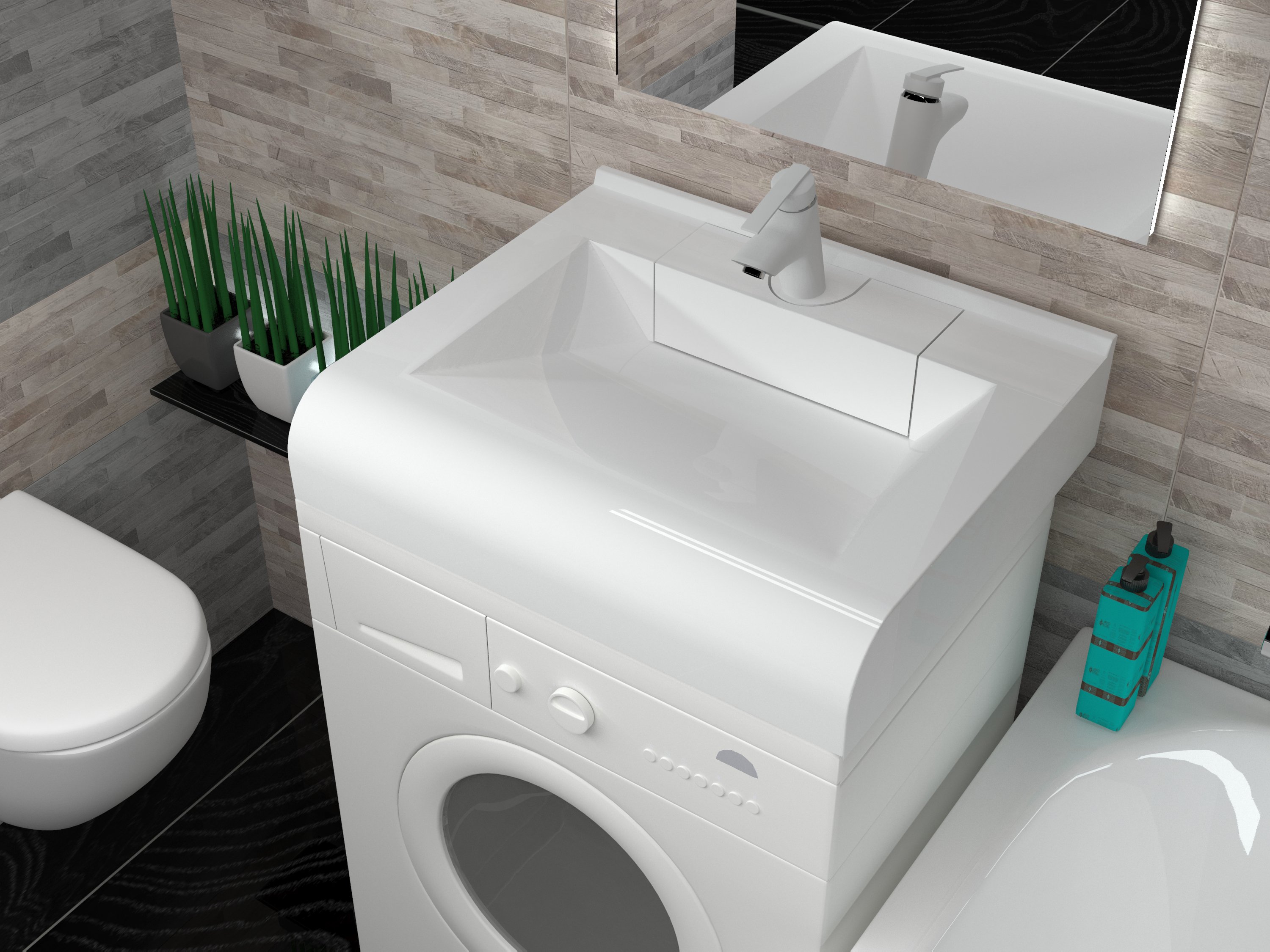 Раковина в ванную Aqua Trends Корса 60, на стиральную машину, белая, 600х502