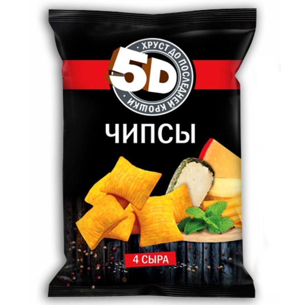 

Чипсы пшеничные 5D Хруст до последней крошки 4 сыра 90 г