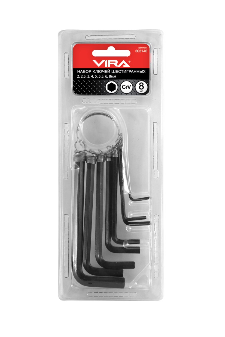 

Набор угловых шестигранных ключей Vira 8 шт