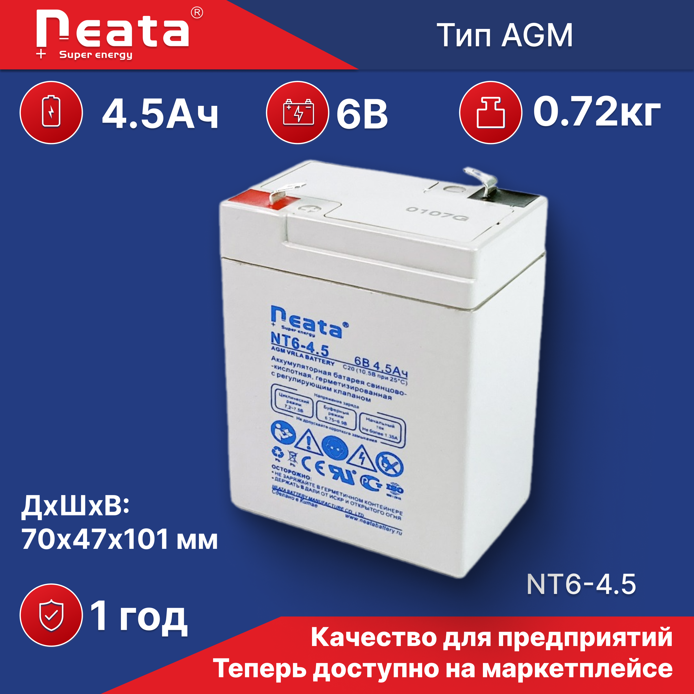 Аккумуляторная батарея Neata NT 6-4.5