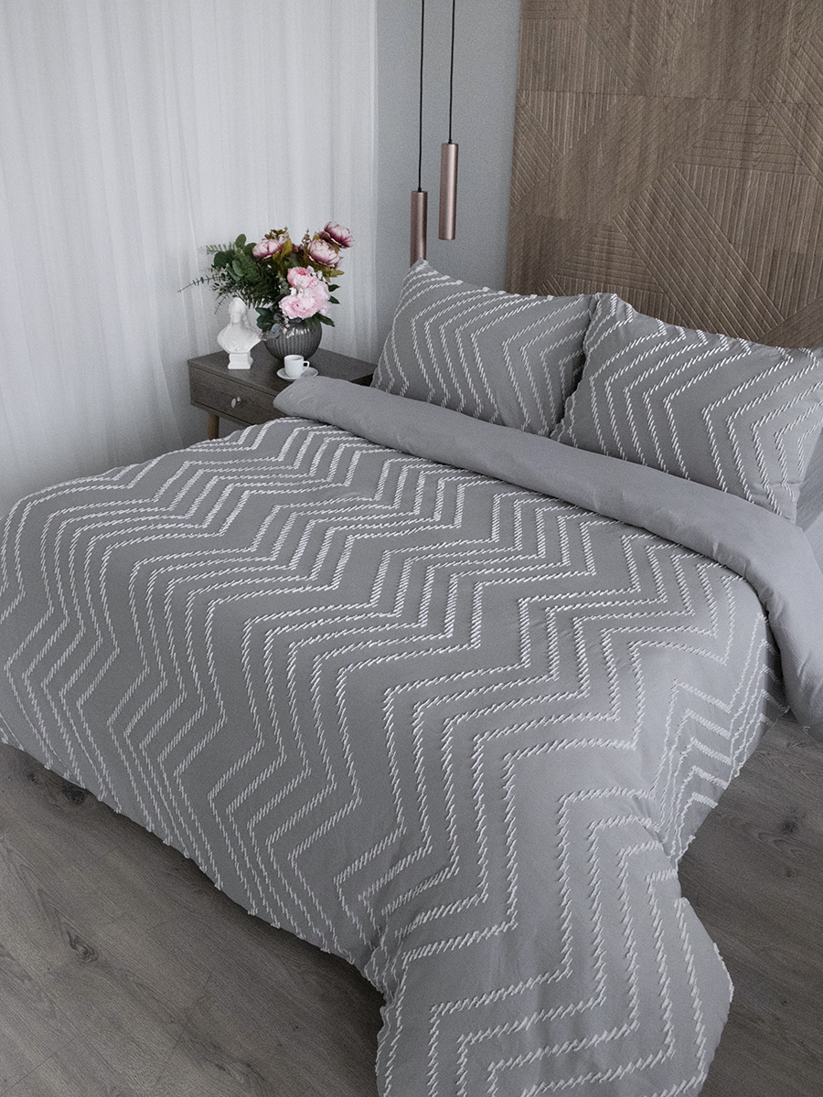Постельное белье La Notta 2 спальное с евро простыней 220Х240см Волна серый