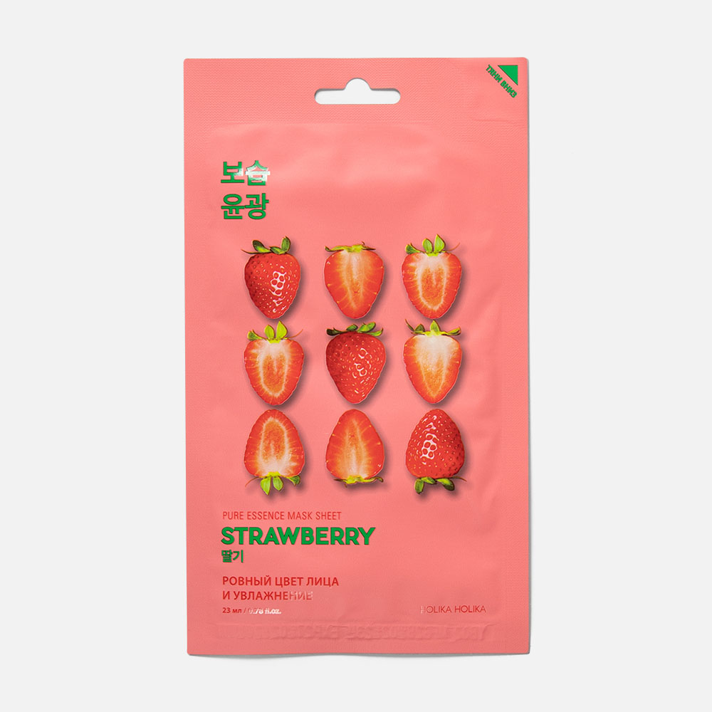 Маска для лица Holika Holika Pure Еssence Mask Sheet Strawberry с клубникой 20 мл 140₽