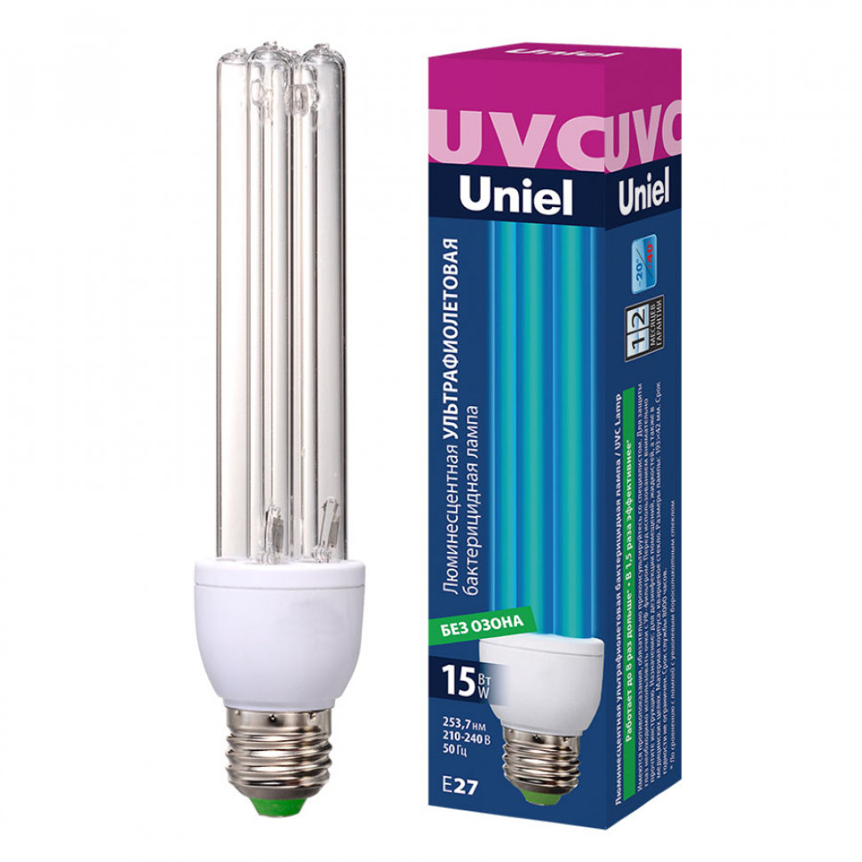 Купить Лампа ультрафиолетовая бактерицидная Uniel ESL-PLD-15/UVCB/E27/CL Спектр UVC 253, 7нм