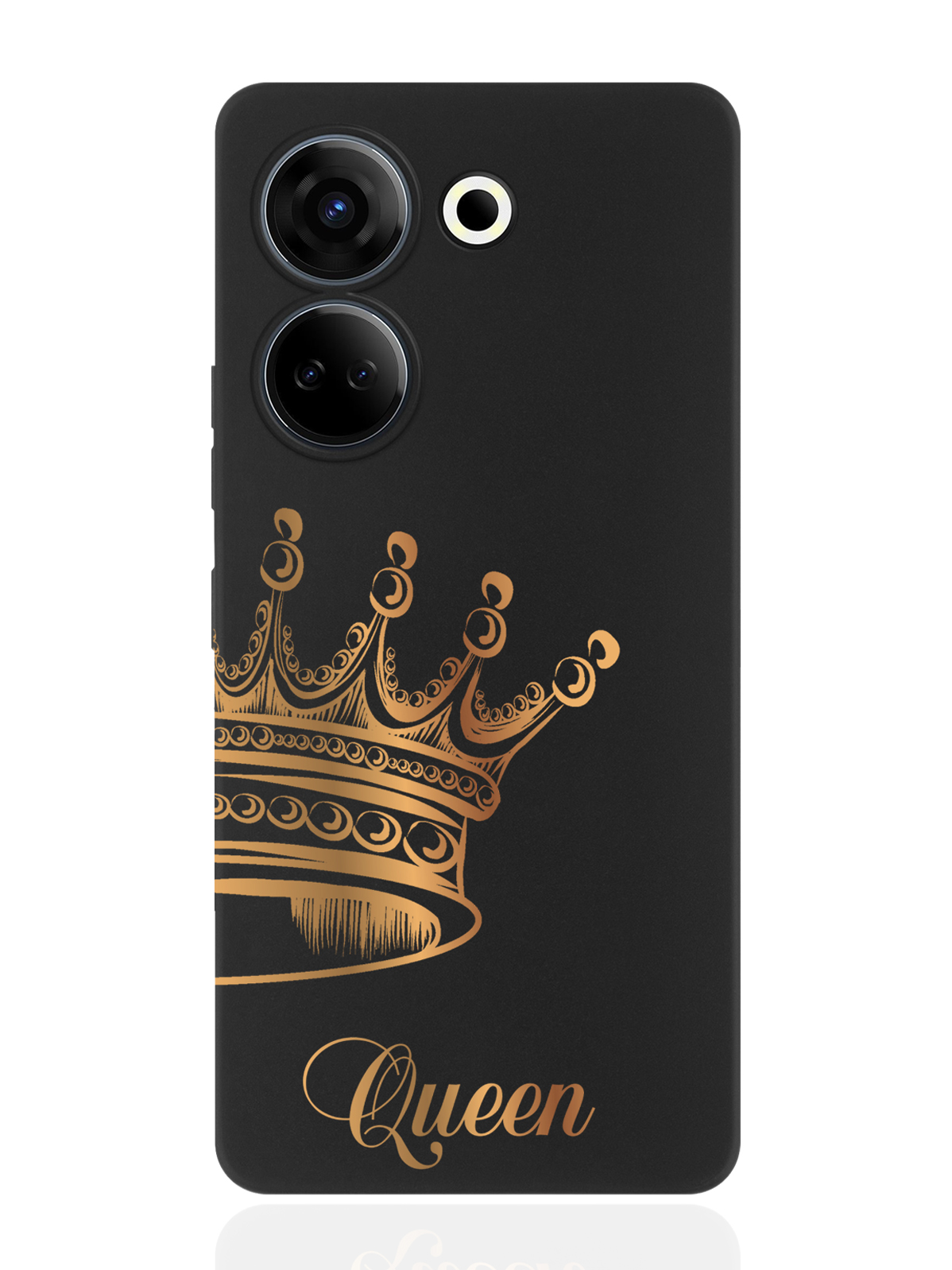 

Чехол для смартфона Tecno Camon 20/ 20 Pro 4G черный силиконовый Парный чехол корона Queen, Разноцветный