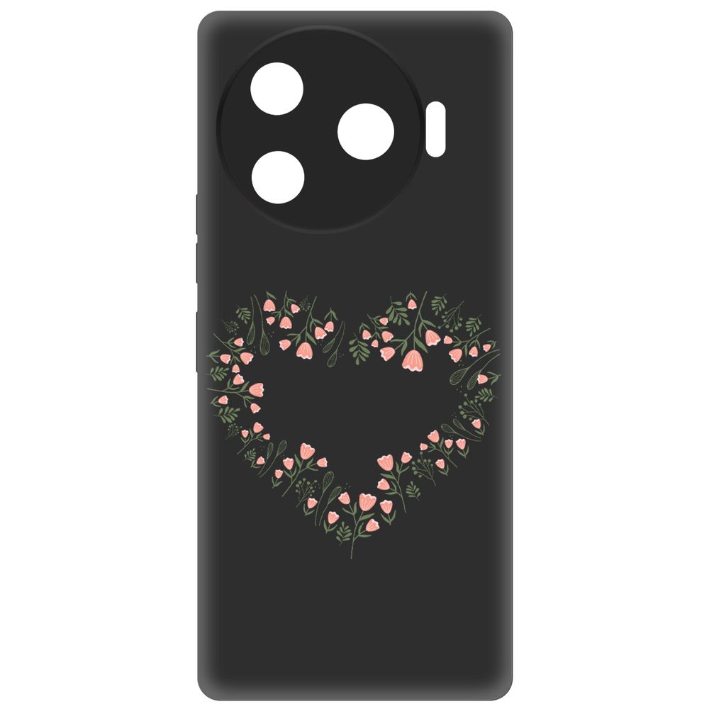 

Чехол-накладка Krutoff Soft Case Цветочное сердце для TECNO Camon 30 Pro 5G черный