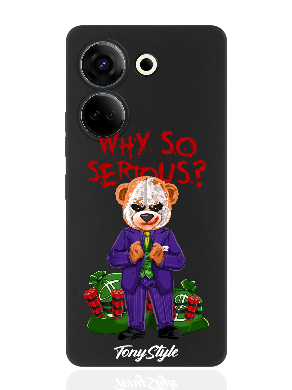 

Чехол для смартфона Tecno Camon 20/ 20 Pro 4G черный силиконовый Tony Style Why so serious, Серый;черный