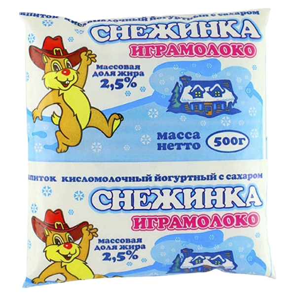 

Напиток кисломолочный Играмолоко Снежинка йогуртный с сахаром 2,5% БЗМЖ 500 мл