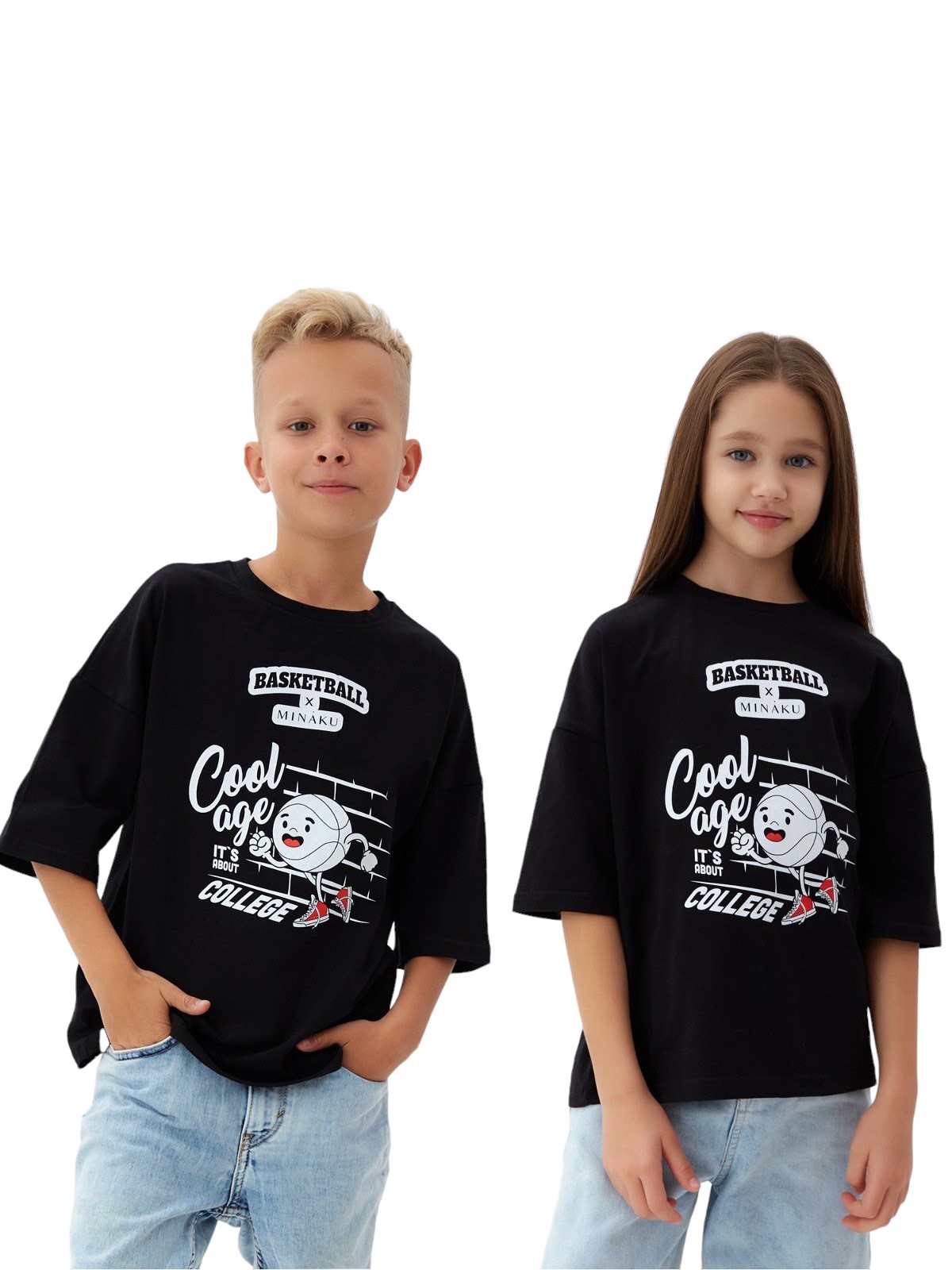 

Футболка детская MINAKU: bascetball kids, цвет черный, рост 146 см