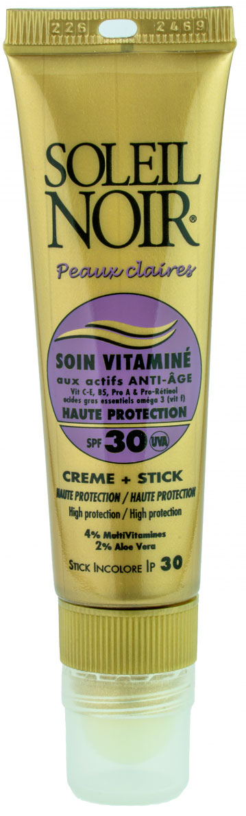 

Крем и бальзам Soleil Noir 2 в 1 Soin Vitamine SPF 30 для лица и губ, 22 мл