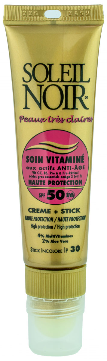 

Крем и бальзам Soleil Noir 2 в 1 Soin Vitamine SPF 50+30 для лица и губ, 22 мл