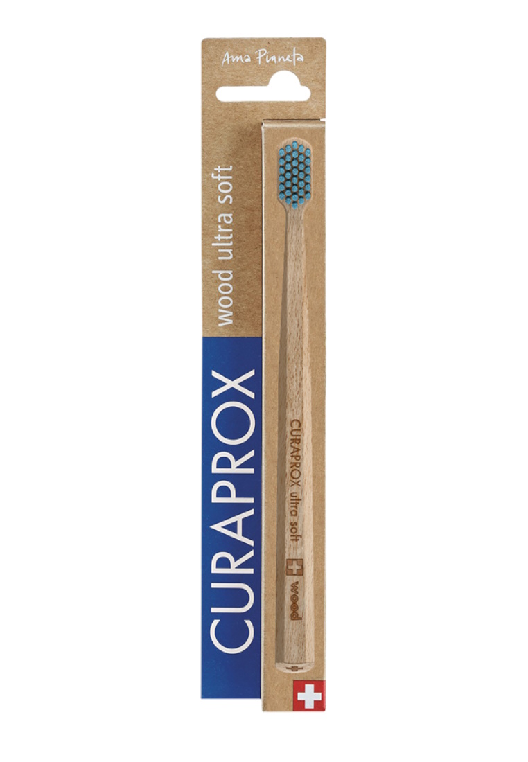 Щётка зубная Curaprox Cs Wood с деревянной ручкой, голубая расчёска wood с деревянной ручкой 17 5 х 3 см