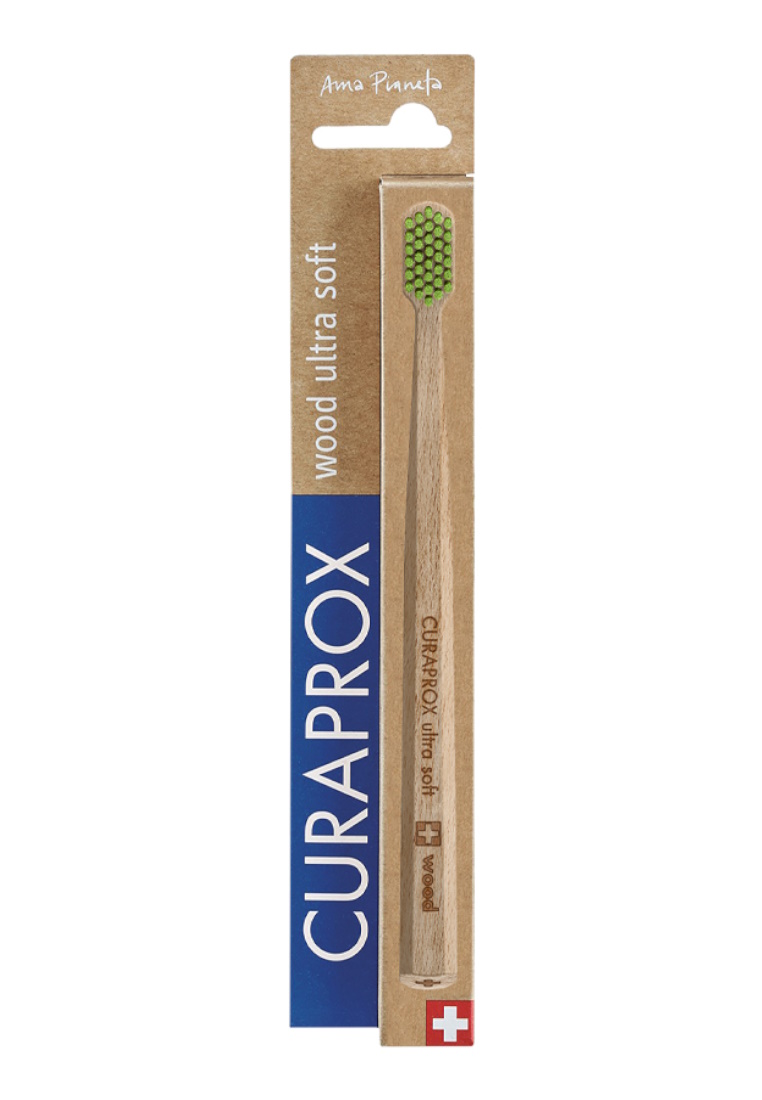 Щётка зубная Curaprox Cs Wood с деревянной ручкой, зелёная щётка зубная curaprox cs wood с деревянной ручкой розовая