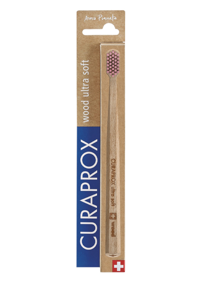 Щётка зубная Curaprox Cs Wood с деревянной ручкой, розовая вешалка для брюк и юбок savanna wood 1 перекладина 37×22×1 5 см розовый