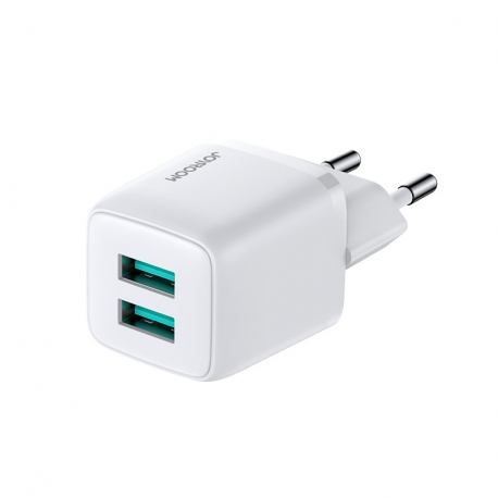 фото Сетевое зарядное устройство joyroom usb dual port fast mini wall charger white