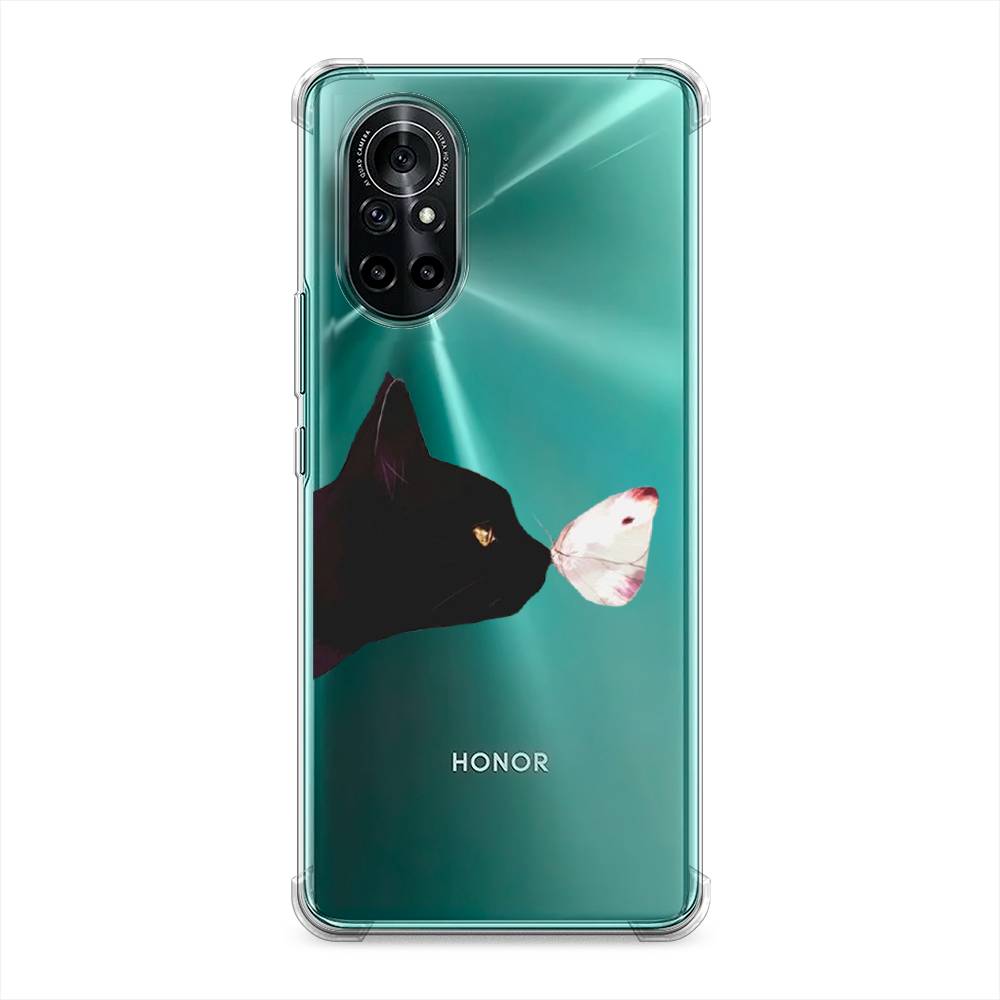 фото Чехол awog "черный кот и бабочка" для honor v40 lite