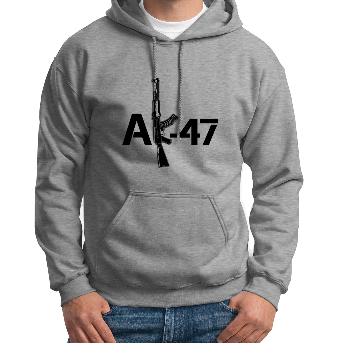 

Худи унисекс CoolPodarok Ак47 серое 42 RU, Серый, S0113566
