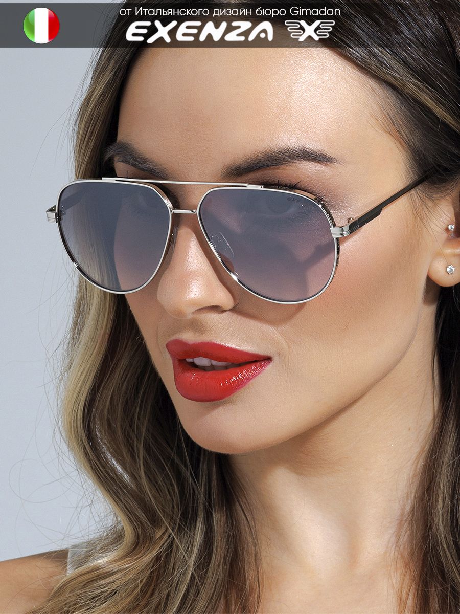 Солнцезащитные очки женские Exenza Terni P02 серые/серебристые