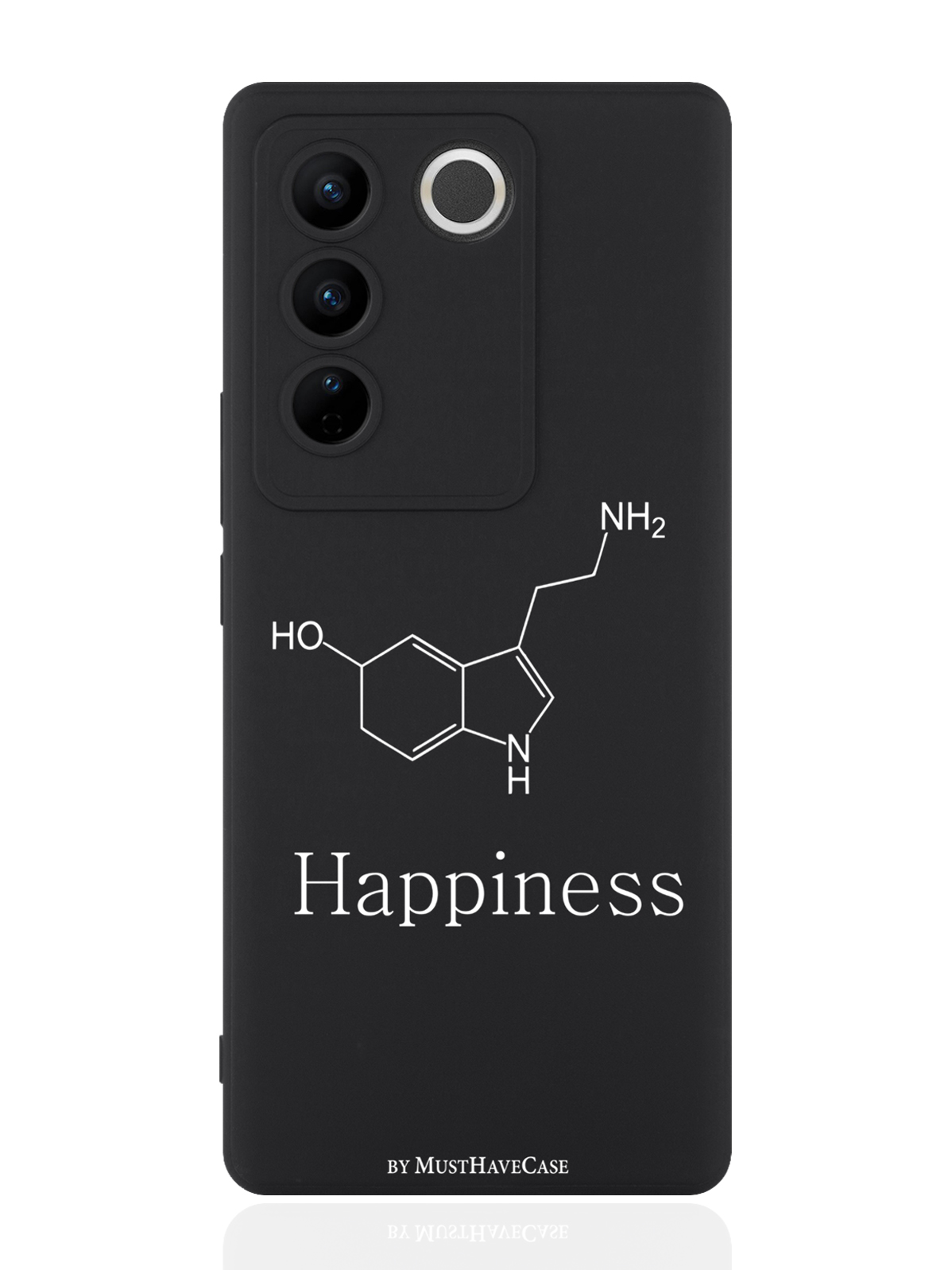 

Чехол для смартфона Vivo V27 черный силиконовый Молекула счастья, Черный;белый
