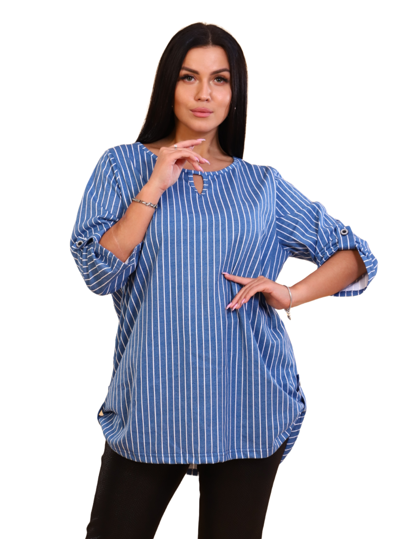 

Блуза женская New Life jersey Рубашка женская синяя 48 RU, Рубашка женская