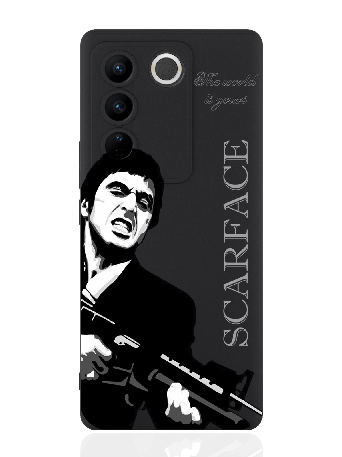 

Чехол для смартфона Vivo V27 черный силиконовый Scarface Tony Montana/ Лицо со шрамом, Черный;белый