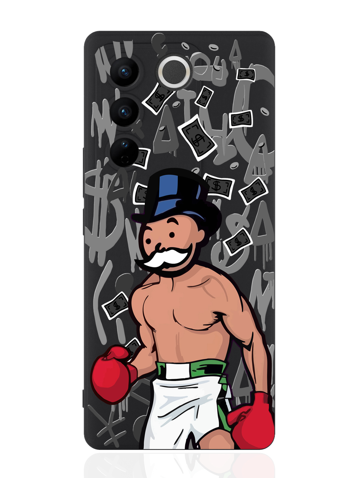 

Чехол для смартфона Vivo V27 черный силиконовый Monopoly Boxing/ Монополия Боксер, Оранжевый;черный