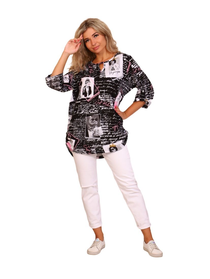 

Блуза женская New Life jersey 103835351 черная 48 RU, 103835351