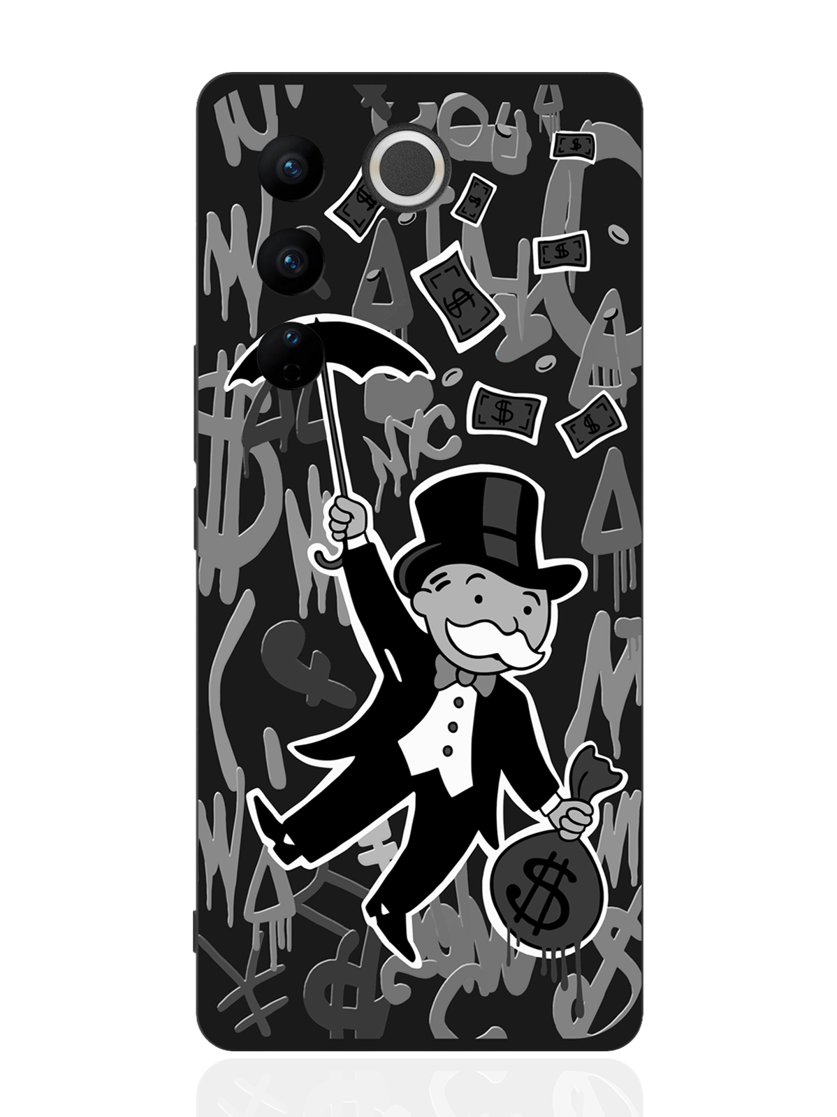 

Чехол для смартфона Vivo V27 черный силиконовый Monopoly Black Edition/ Монополия, Коричневый;черный;белый