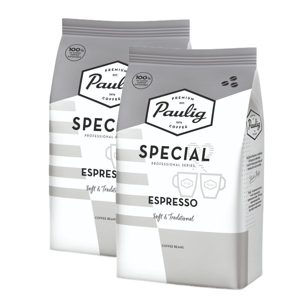 

Кофе в зернах Paulig Special Espresso арабика, робуста, 2 упаковки по 1 кг, Special Espresso